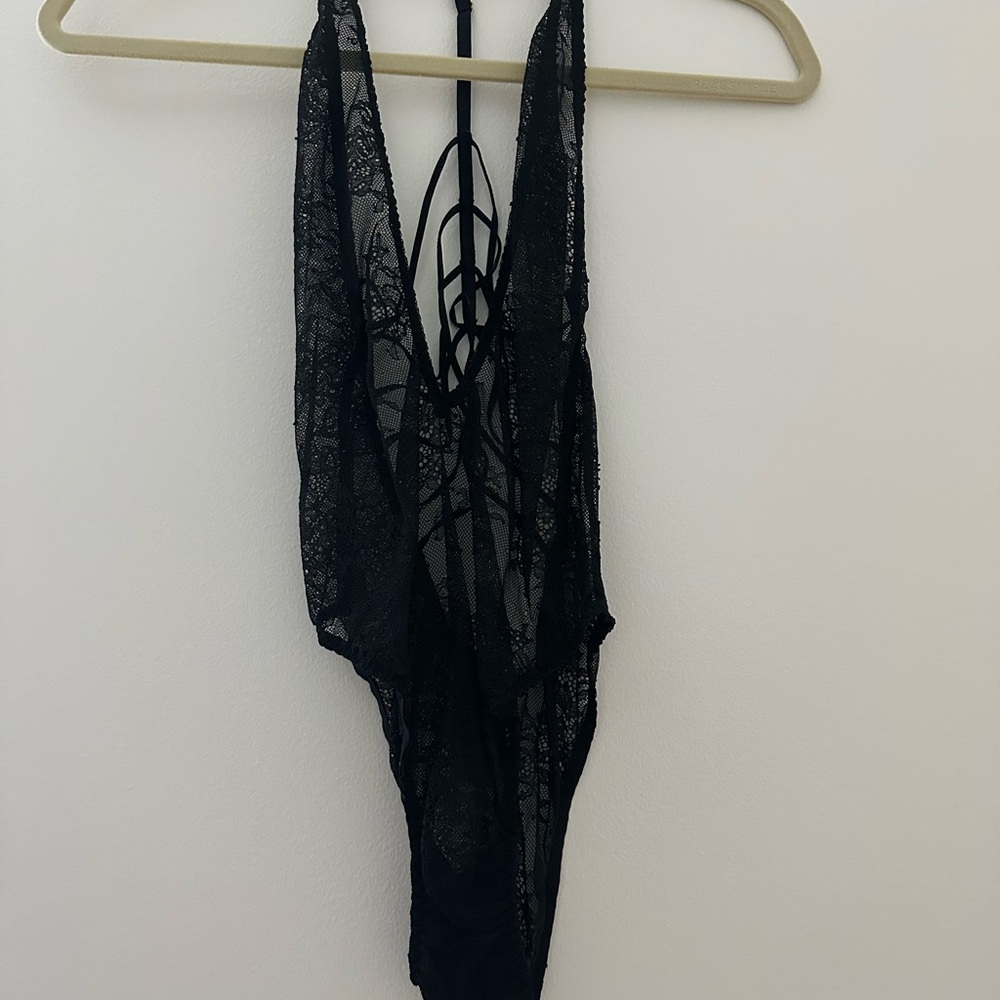Victoria’s Secret Elegant Black Lace Bodysuit